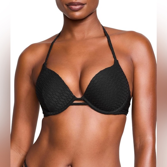 NWT‎ Victoria’s Secret Very Sexy Super Push Up Black Bathing Suit Top Size 32B - Picture 1 of 8